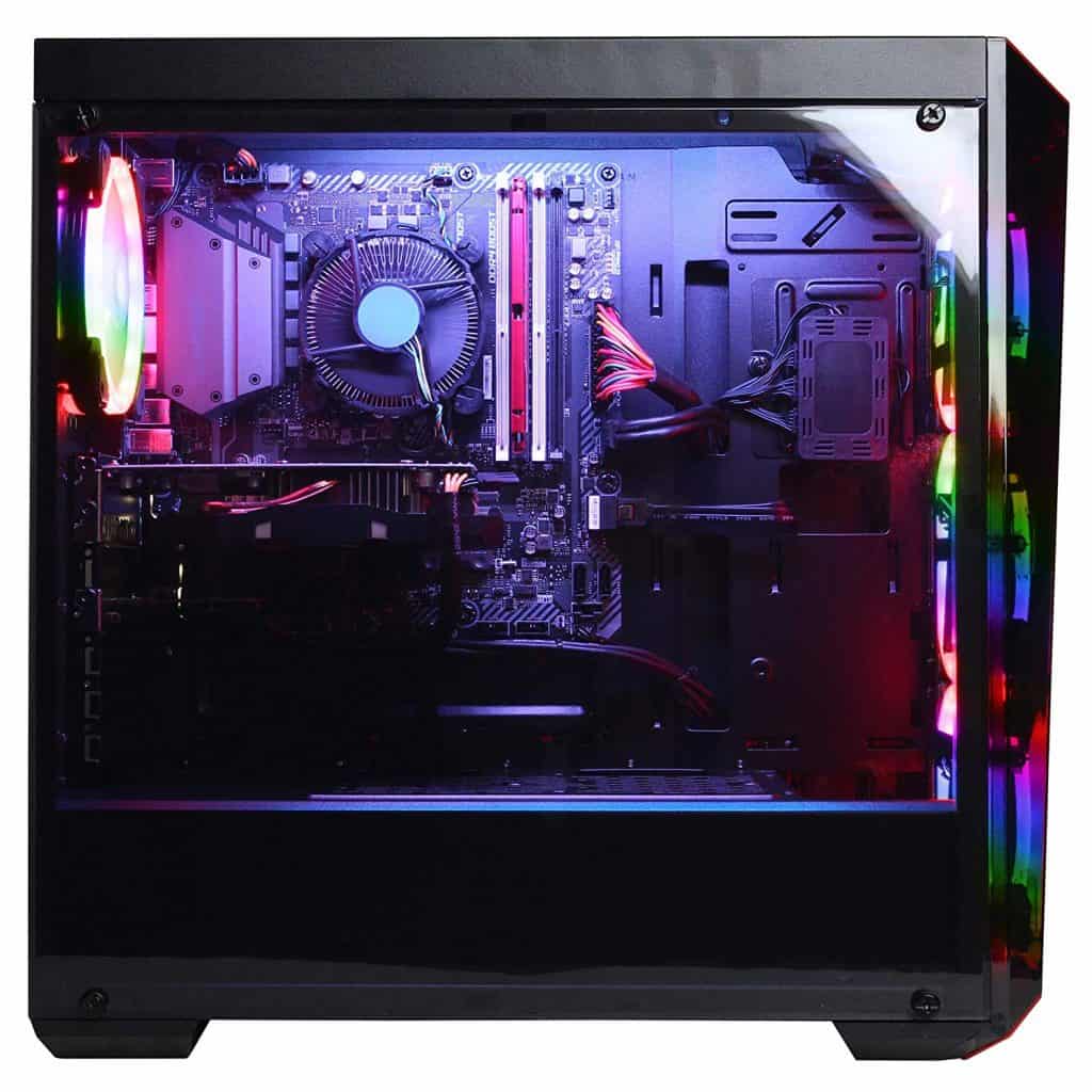 The inside glass panel view of the CyberpowerPC Gamer Xtreme VR GXiVR8500A desktop