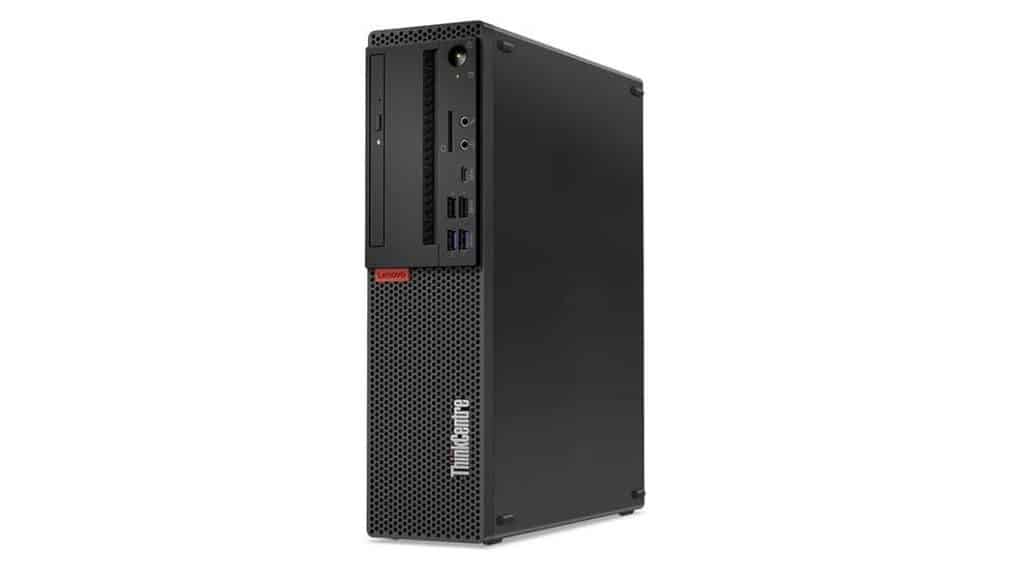 An image of the Lenovo ThinkCentre M720s W10P Desktop standing vertically