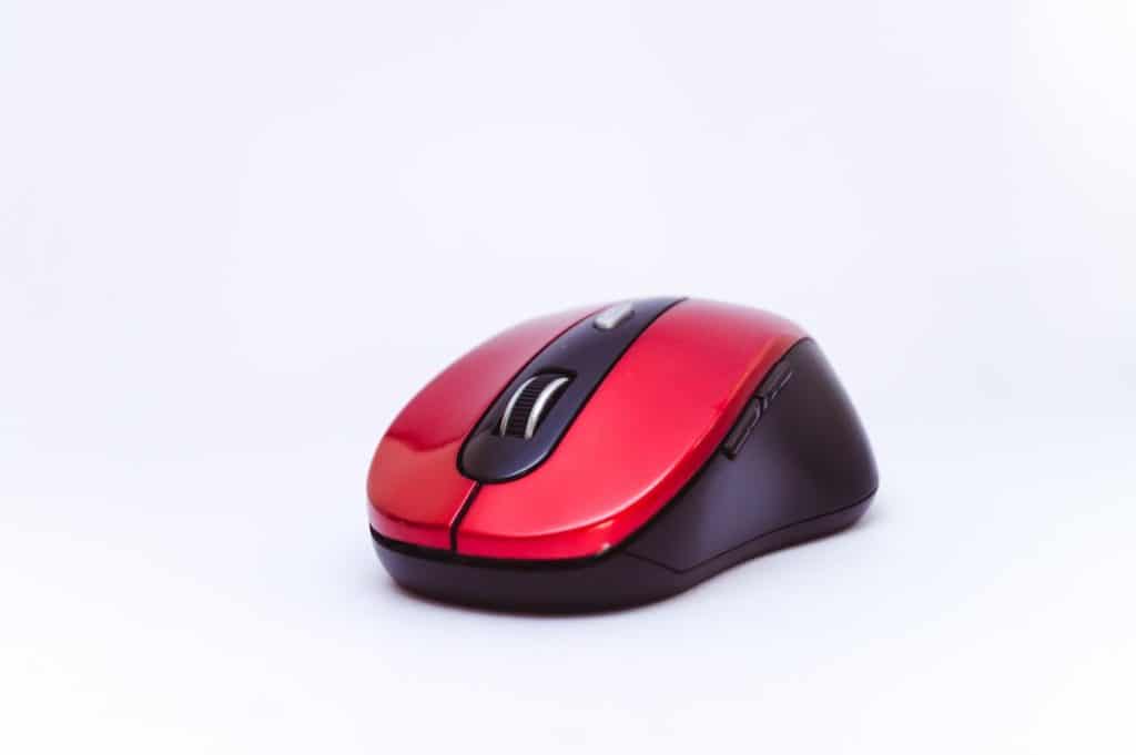 A black and red mouse