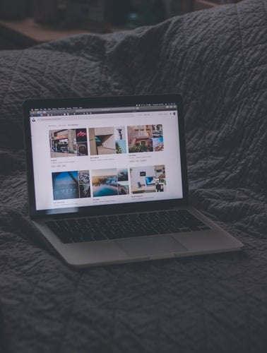 Laptop being used to view a website