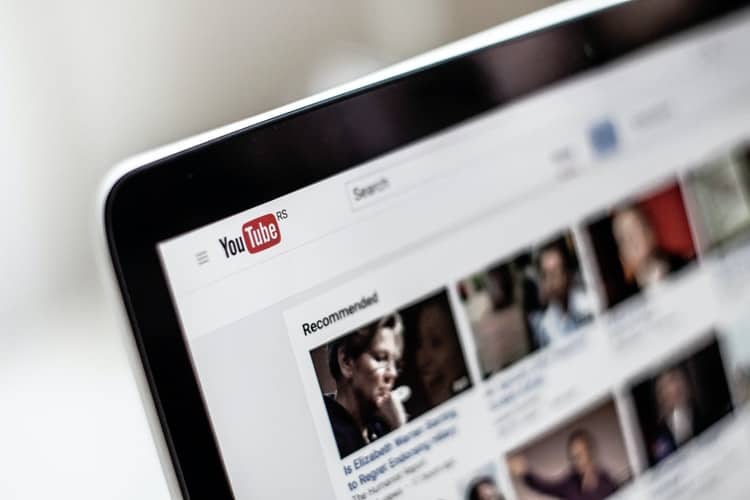 Laptop screen showing recommended Youtube videos