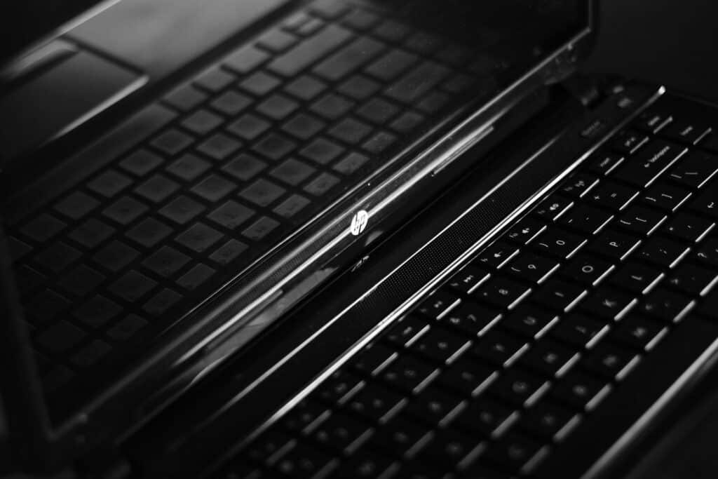 Close up of an HP laptop