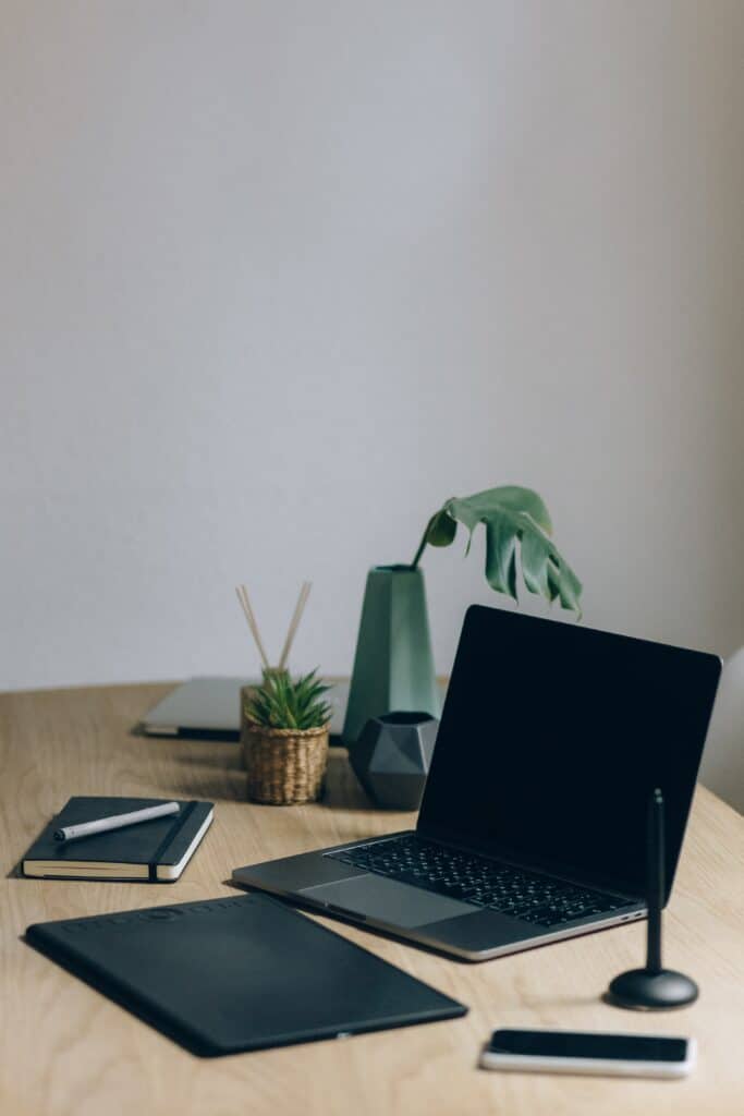 Laptop on table