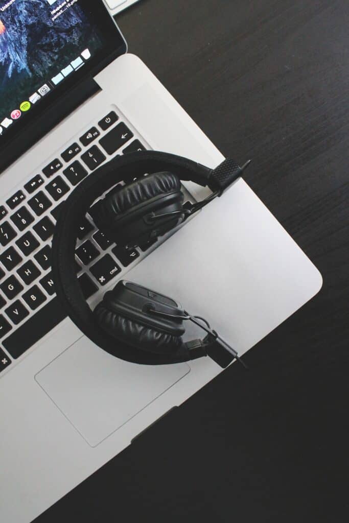 Headphone on top of a laptop