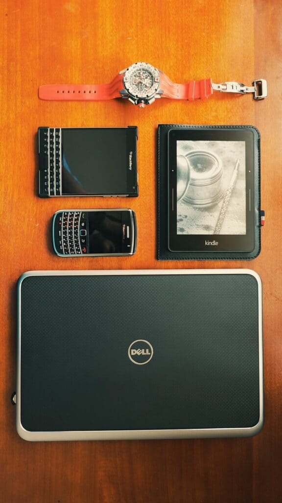 Dell laptop with other mobile accessories