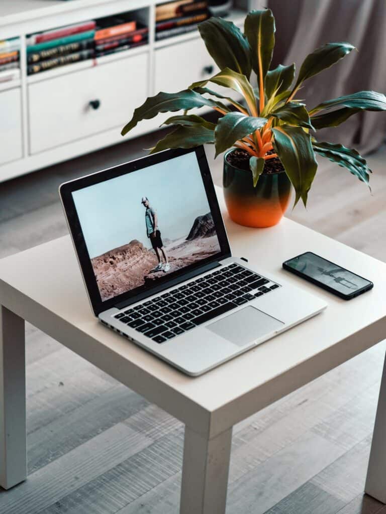 Laptop on table